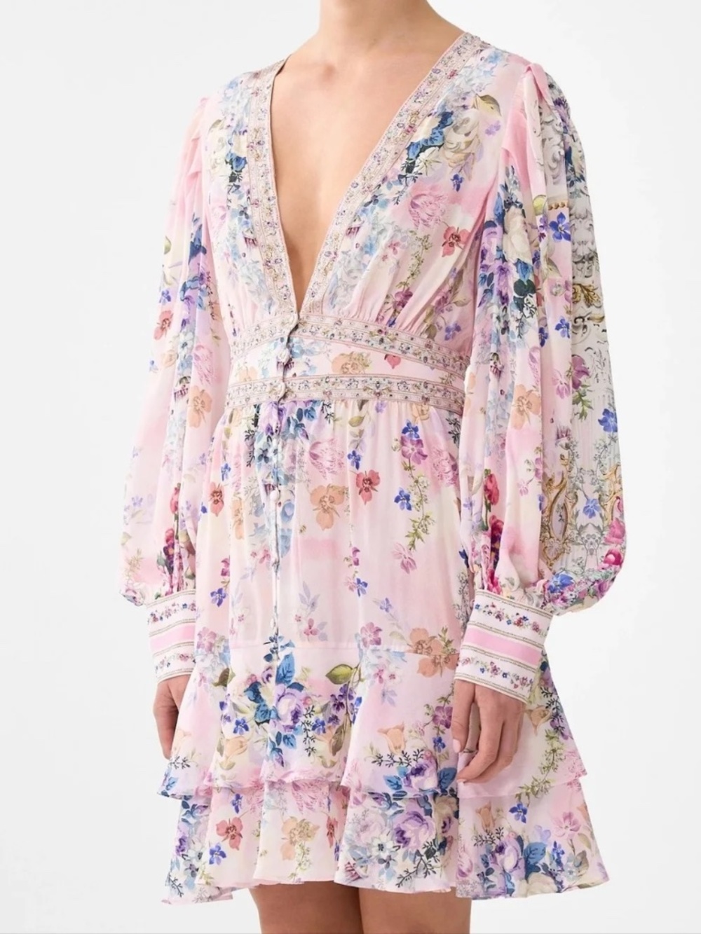 NWT Camilla Palatial Pastels Button-Front Frill Dress - Picture 8 of 8